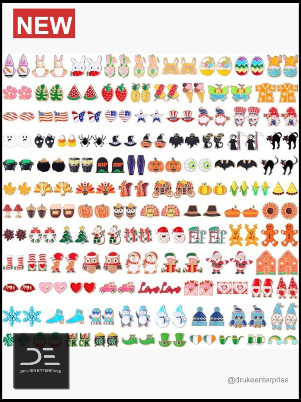 108 Pairs Holiday Earrings Variety Pack Summer 4th of July Patriotic Party Favor